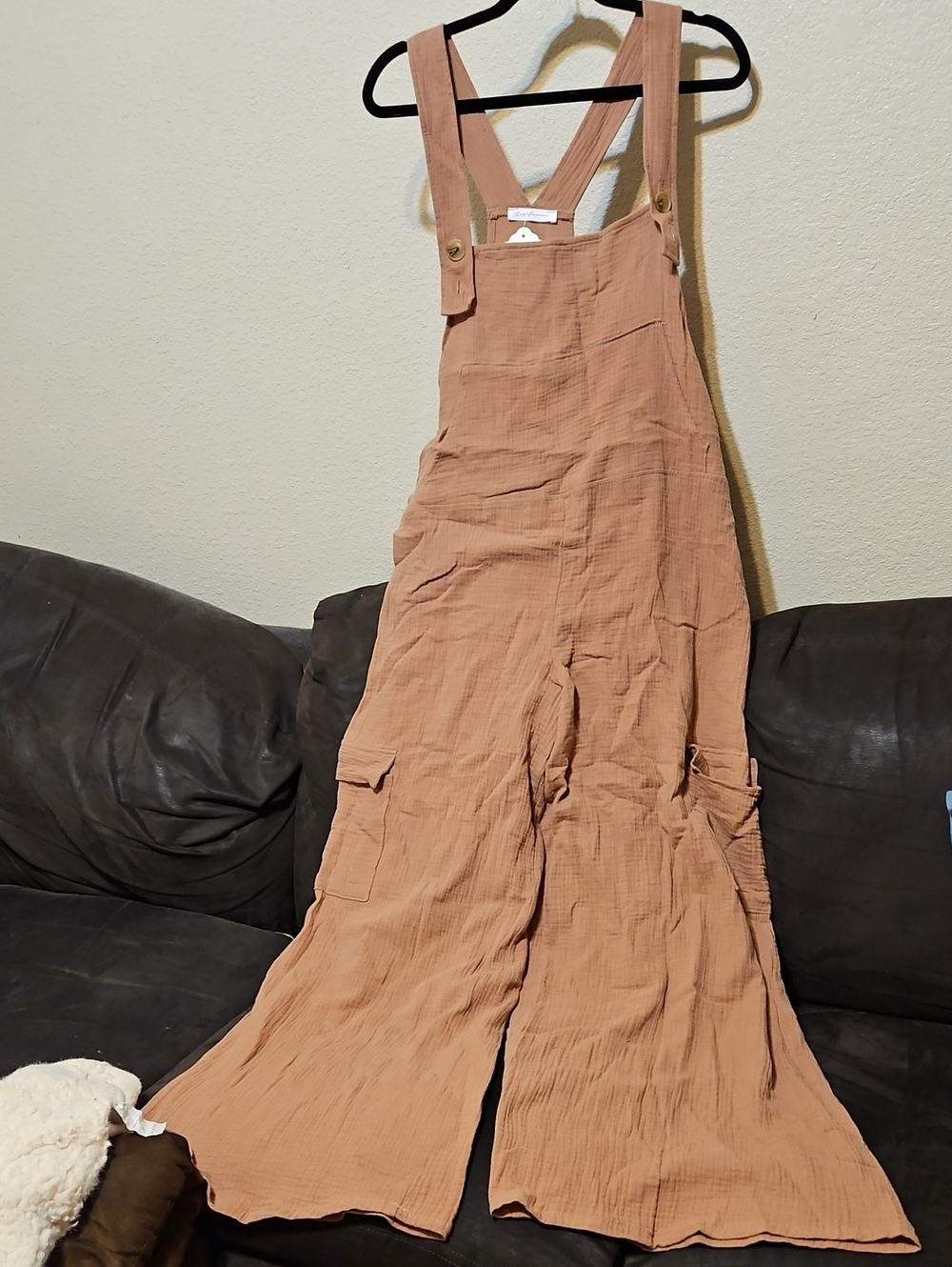 Wide-Leg Overalls in Dusty Rose - Women Jeans